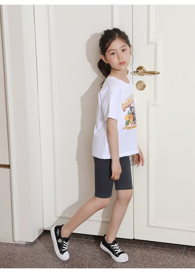 hkxn女童五分鲨鱼皮裤夏季儿童紧身运动裤短裤芭比瑜伽女孩打底裤七分