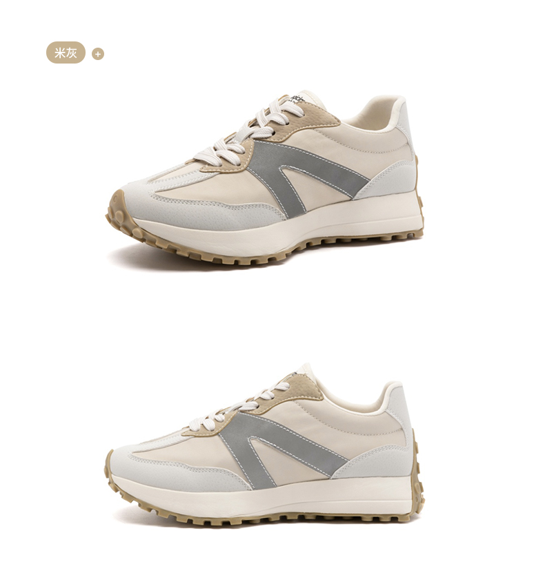 奥古狮登阿甘鞋女新款百搭厚底老爹复古休闲运动鞋ins潮113118灰蓝色