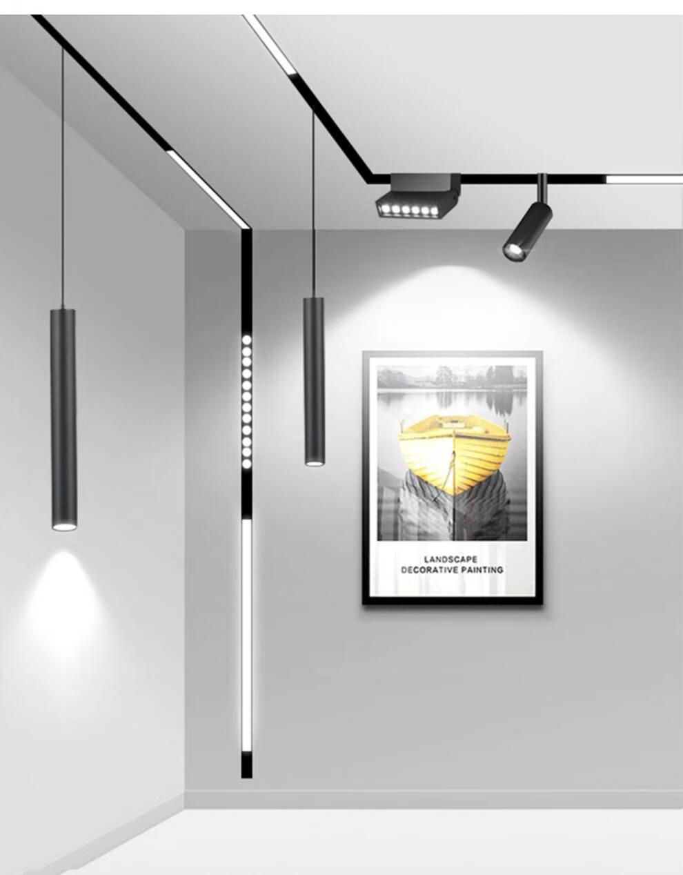 花思雨磁吸轨道灯磁吸轨道灯无主灯设计磁吸灯嵌入式家用明装客厅照明