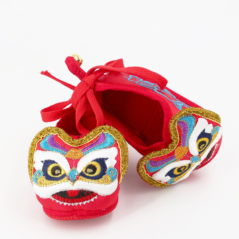 鞋婴儿满月周岁男宝宝女孩软底老布鞋千层底手工鞋子传统 虎头铃铛鞋