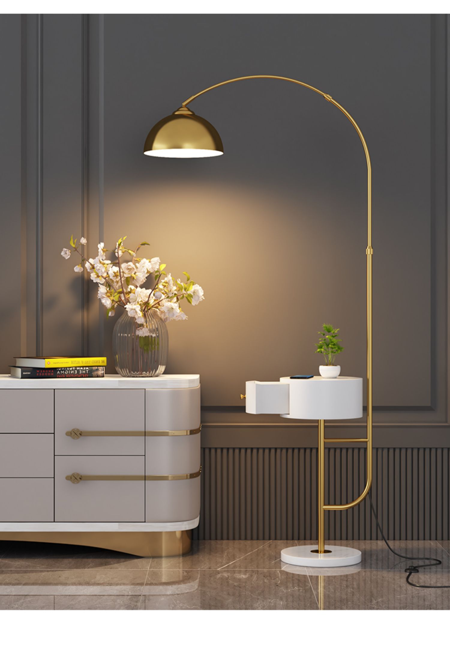 雾隐门客厅钓鱼灯落地灯简约现代北欧轻奢极简卧室床头灯抽屉落地灯p2