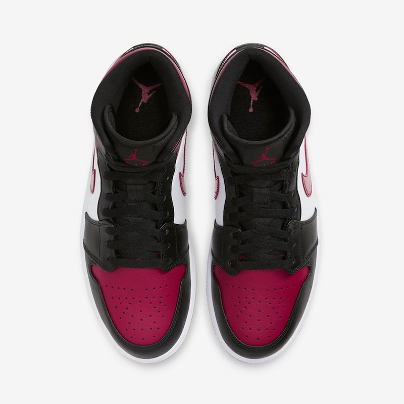 耐克nike air jordan 1 mid aj1中帮男子黑红脚趾篮球鞋 554724-066