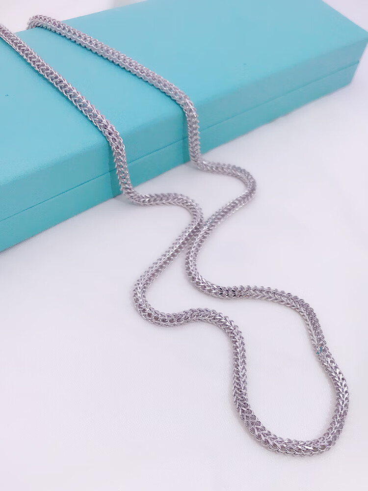 男士白金项链龙骨链盘龙链素链男款生日七夕礼物4742g60cm宽约40mm