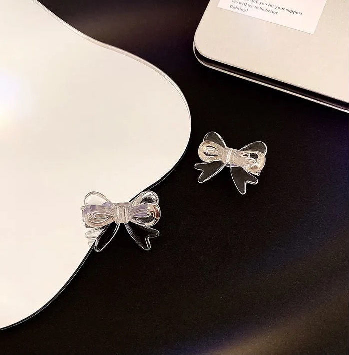 透明仙气蝴蝶结鸭嘴夹ins风简约百搭少女心边夹可爱气质发夹头饰小
