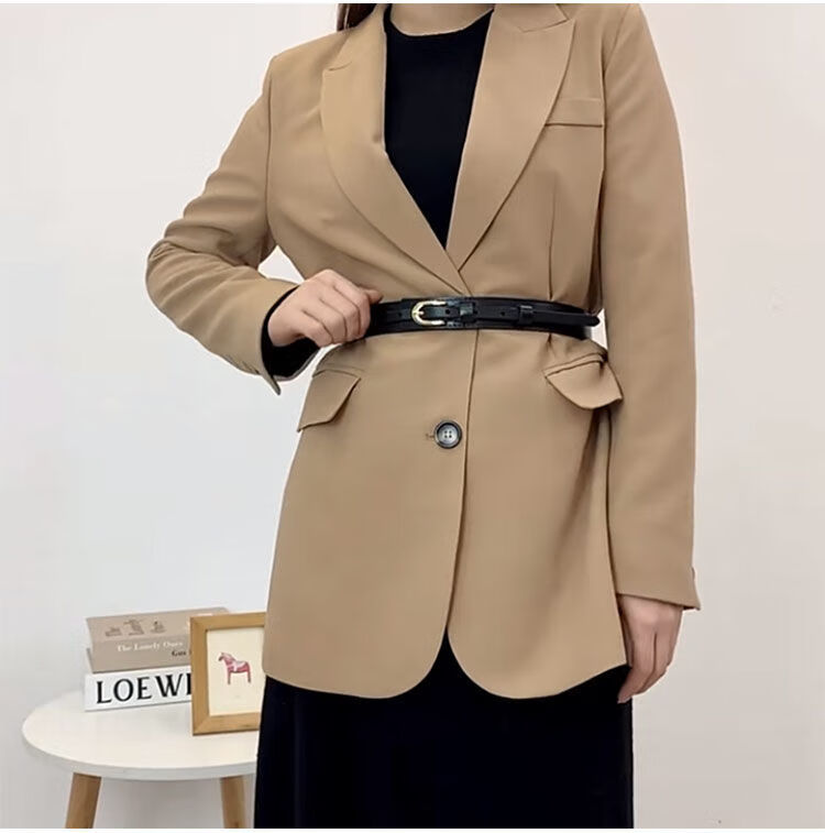 西装细腰带女士真皮时尚百搭装饰皮带腰封外搭大衣配连衣裙子收腰哈尼
