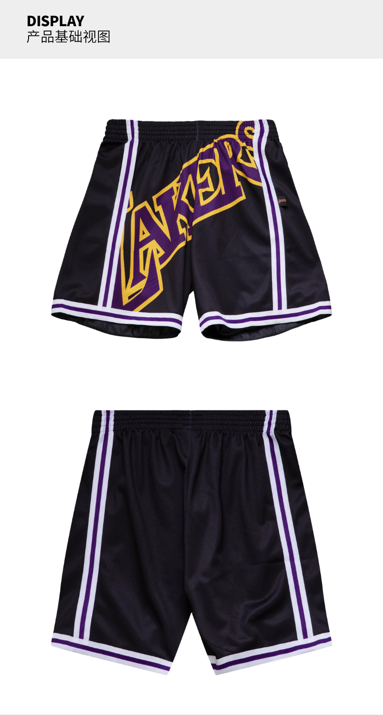 nbamn复古球裤bigface20系列洛杉矶湖人队运动短裤湖人队2xl