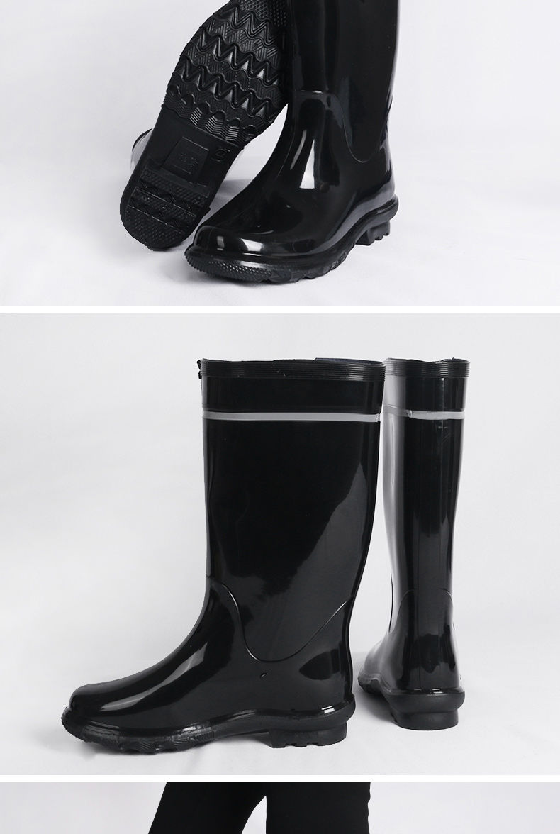 visrea工矿雨鞋橡胶雨靴加厚耐磨户外反光矿工雨鞋劳保男高筒水鞋钓鱼