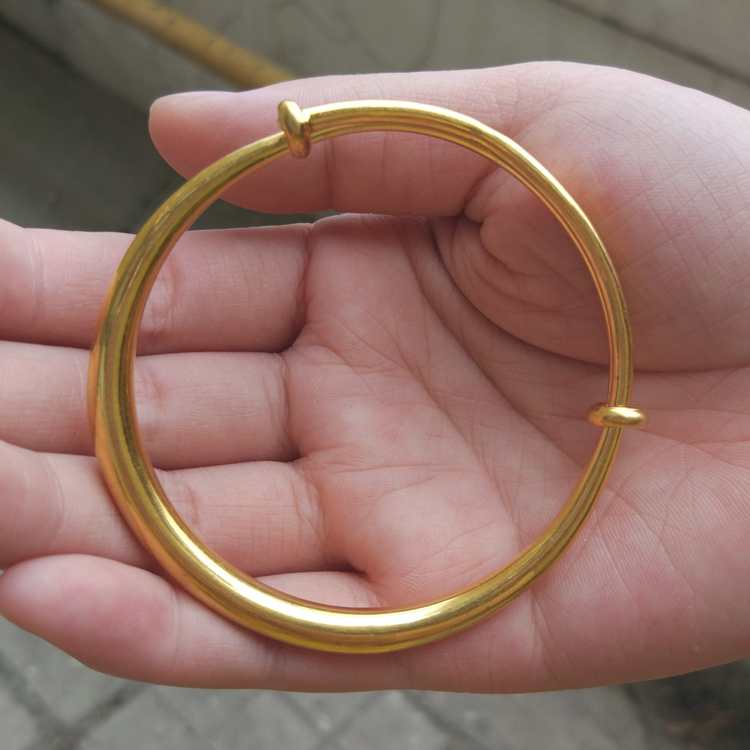 金手镯女南瓜开口实心金手镯金银金店同款金首饰送女友 传承内经手镯