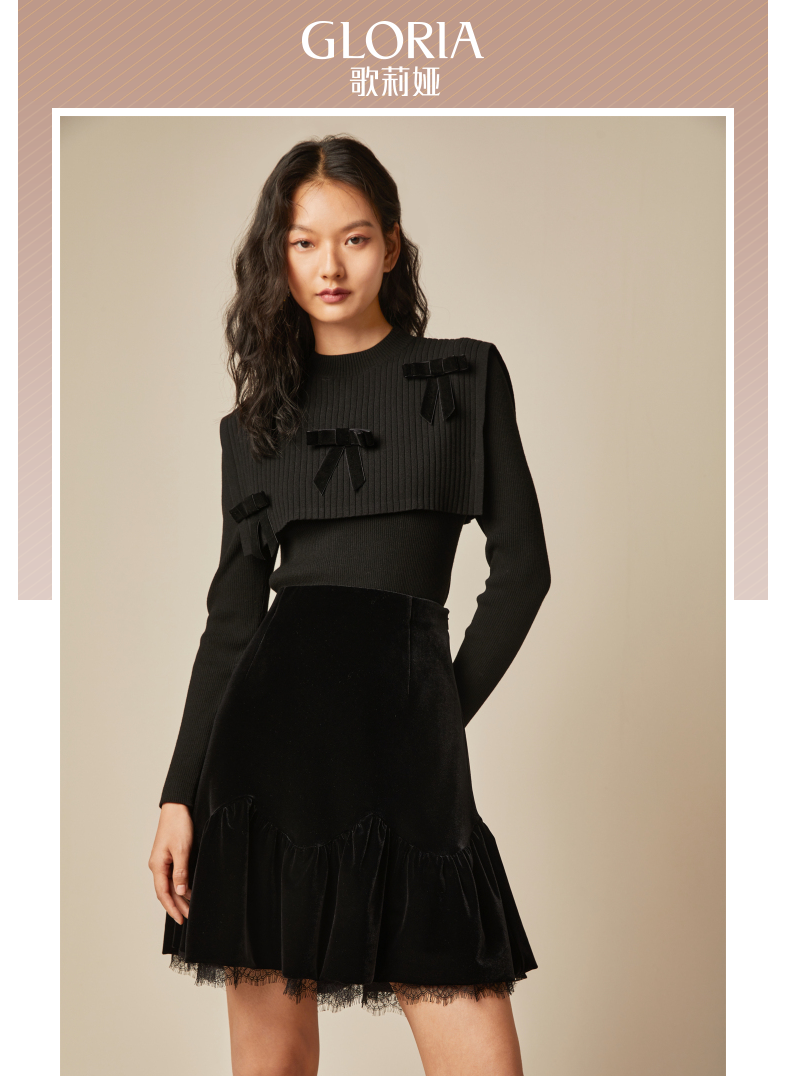 限时抢购gloria歌莉娅2021年秋季新品长袖套头毛衣119r5j01000b黑色xl