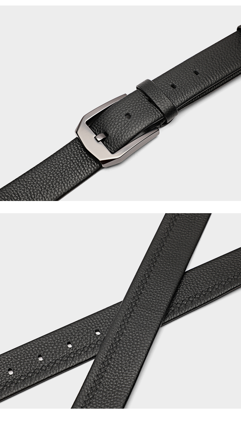 volo犀牛皮带男士真皮裤带针扣皮带时尚百搭腰带黑色3611p215221