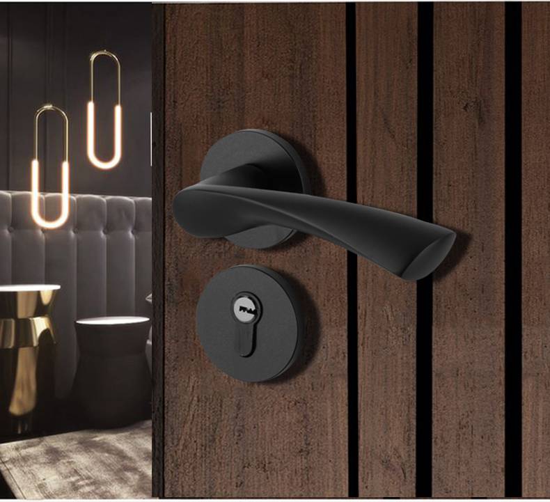 tata门锁 黑色磁吸门锁卧室家用门锁美式tata锁实木门锁通用型房间