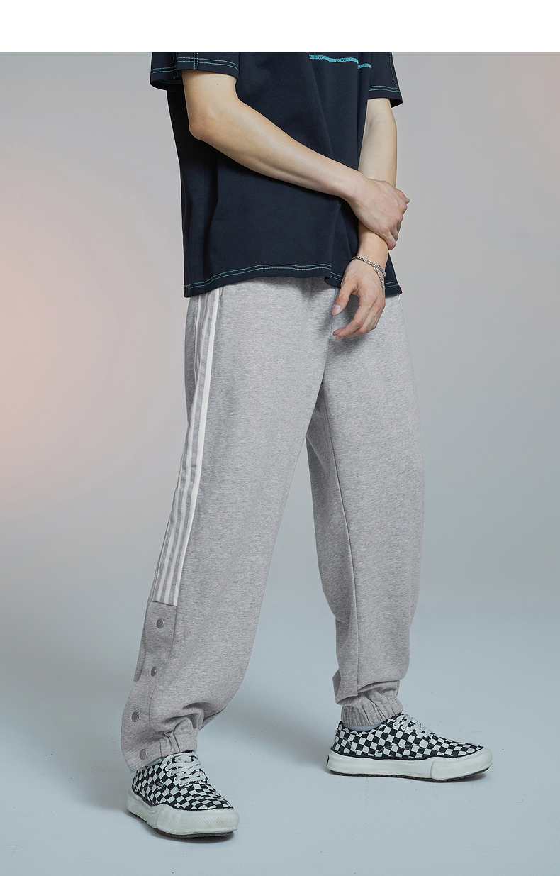 ecko犀牛休闲裤男潮牌2021夏季新款侧边脚口排扣宽松运动长裤 花灰色