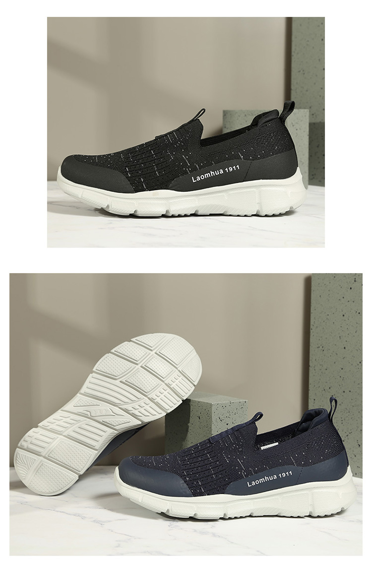 老美华男士春秋休闲网面针织透气健步竞走男鞋 女款系带紫色 35【图片