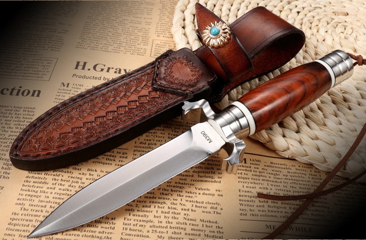 解析者m390钢锻打大马士革钢刀vg10钢刀子防身随身军刀锋利开刃收藏