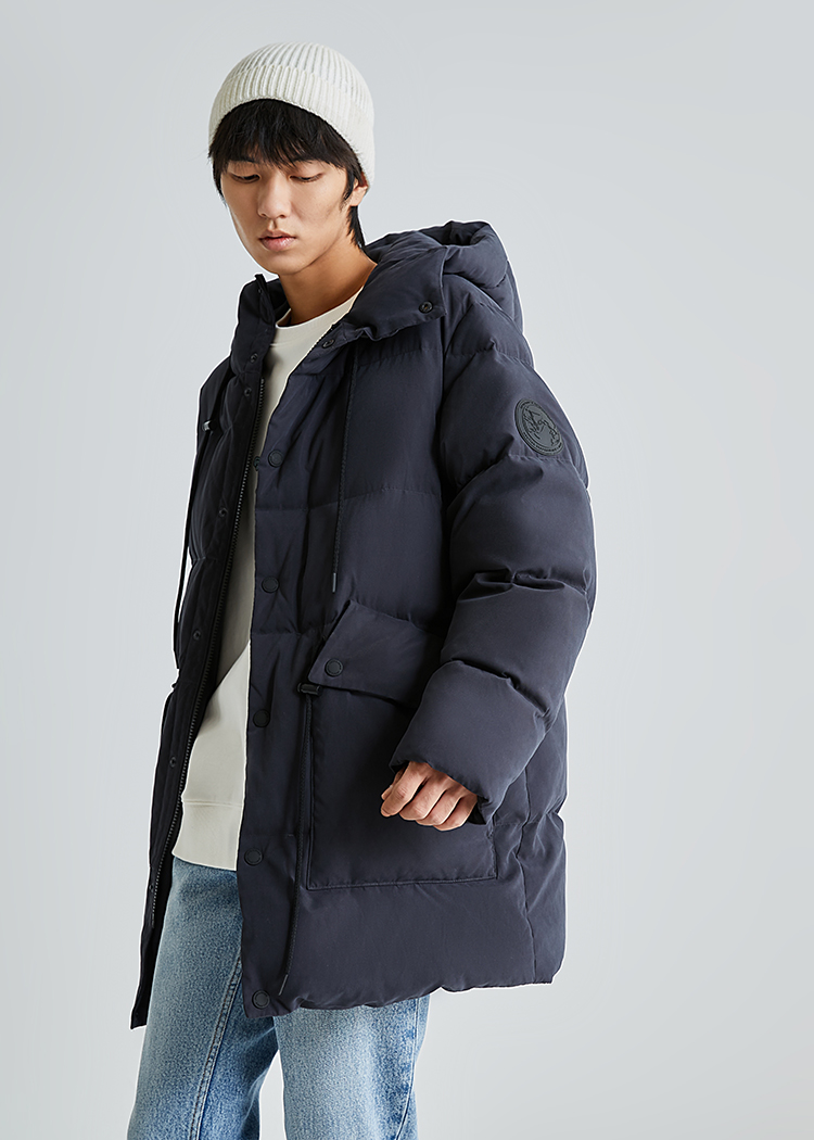 jackjones杰克琼斯冬男士时尚休闲纯色百搭中长款羽绒服220412003 e38