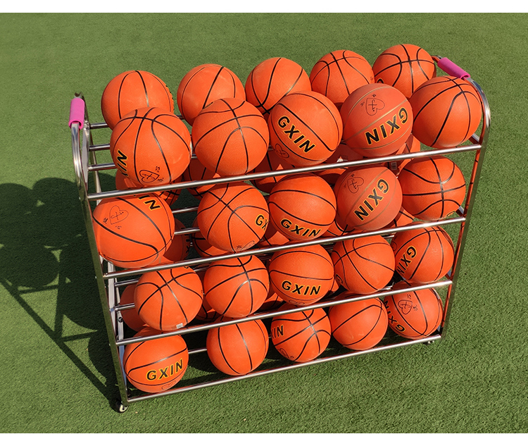幼儿园不锈钢球车篮球收纳筐移动三分球置球架收纳框装球用手推车定制