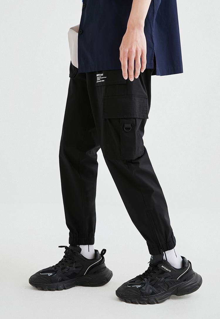 jackjones杰克琼斯夏男潮流街头百搭锥腿休闲工装裤221314008 e40黑色