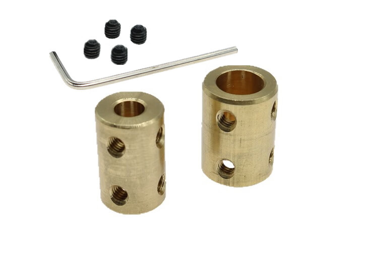 圆柱形联轴器铜质刚性连轴连接传动件电机马达模型转接件大扭矩定制1