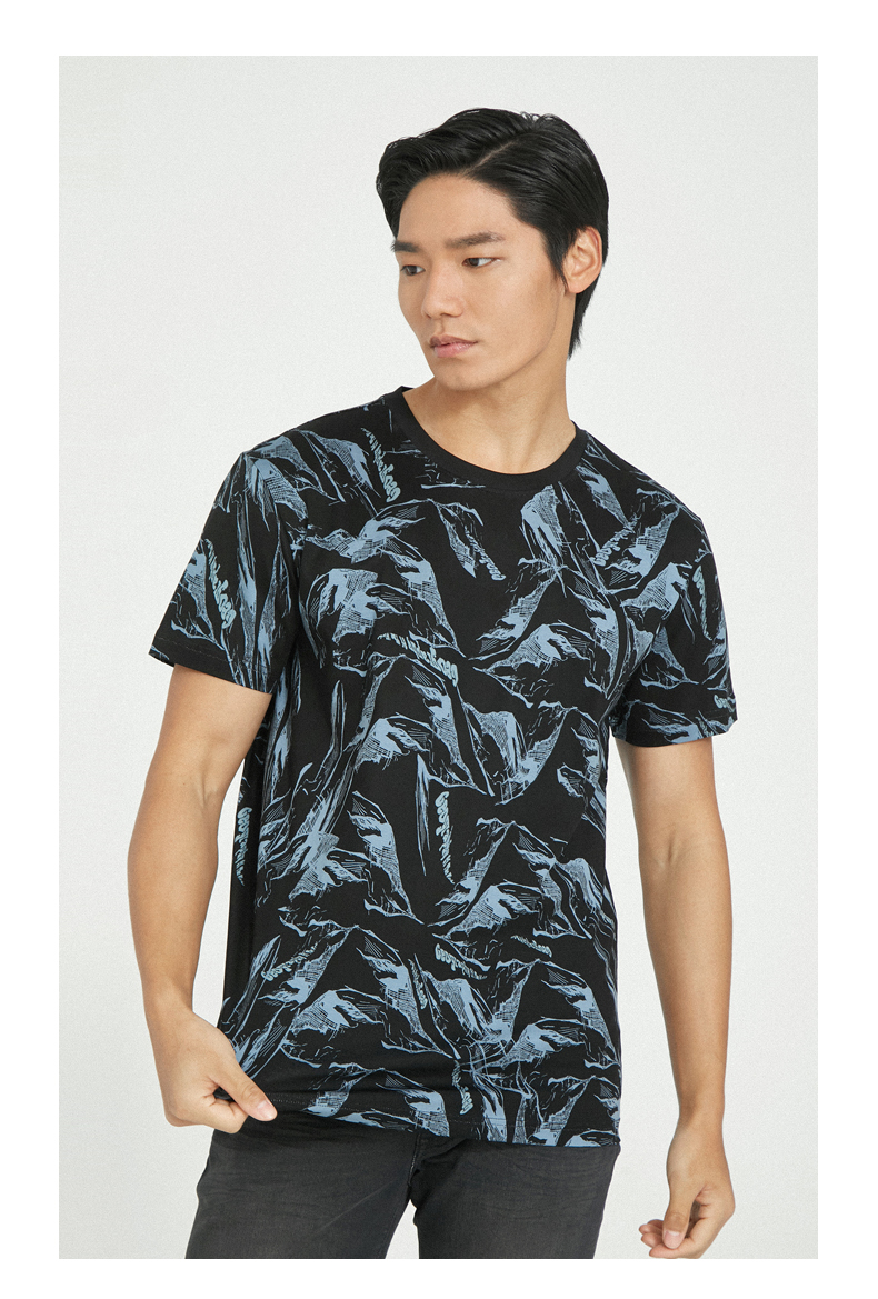 【商场同款】利郎短袖t恤男2022夏圆领短t男cng地理系列印花 白蓝(22x