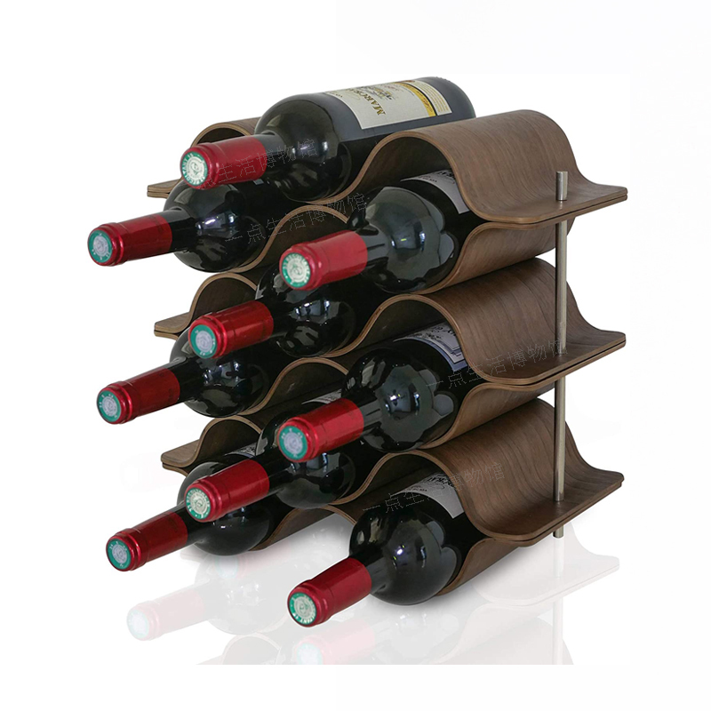 架置物架摆件酒瓶收纳架家用葡萄酒红酒展示酒托架子水曲柳木a款2片