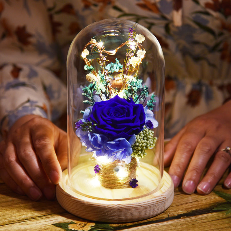 轻奢芊阙永生花玫瑰花干花摆件松女朋友闺蜜干花花束求婚表白生日礼物