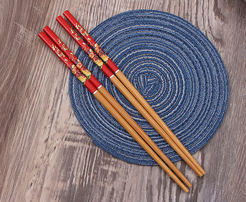 tvaj高档天然楠竹长竹筷子家用防霉高质量防滑竹木筷子酒店筷 宝石黄