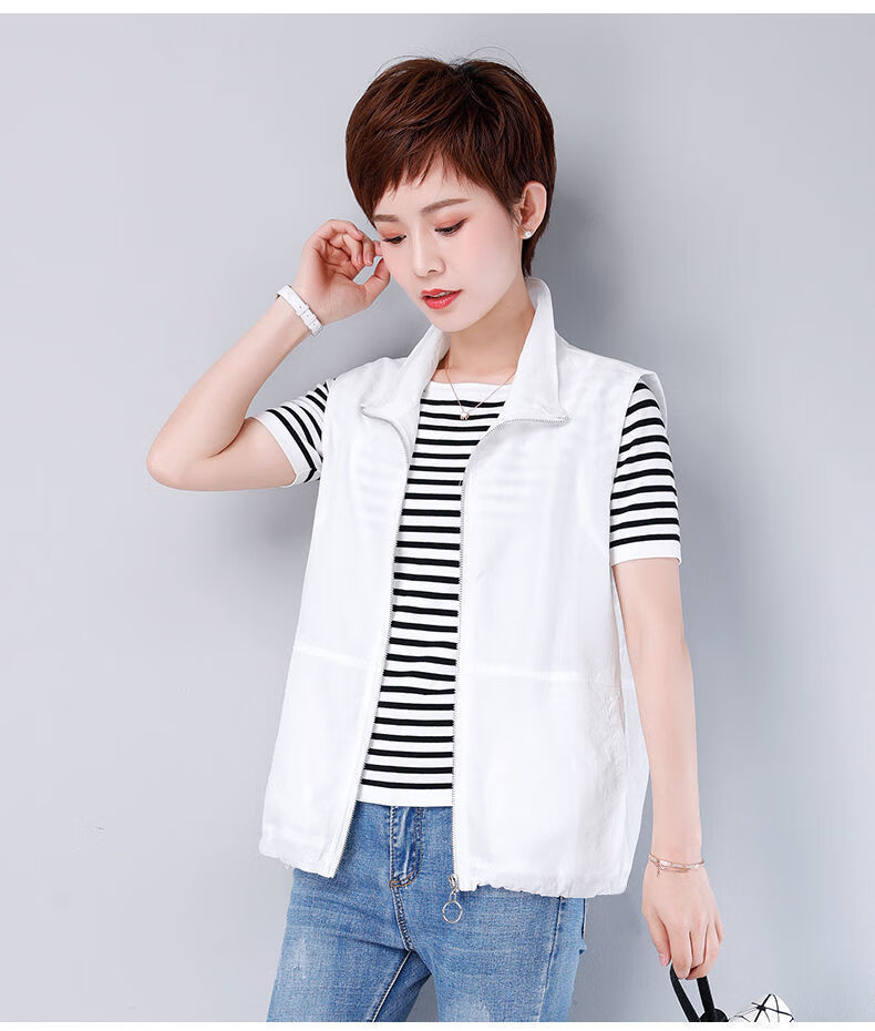 樵廿2021新款春夏马甲女薄款宽松外穿背心夏天透气马夹中年1413橘色