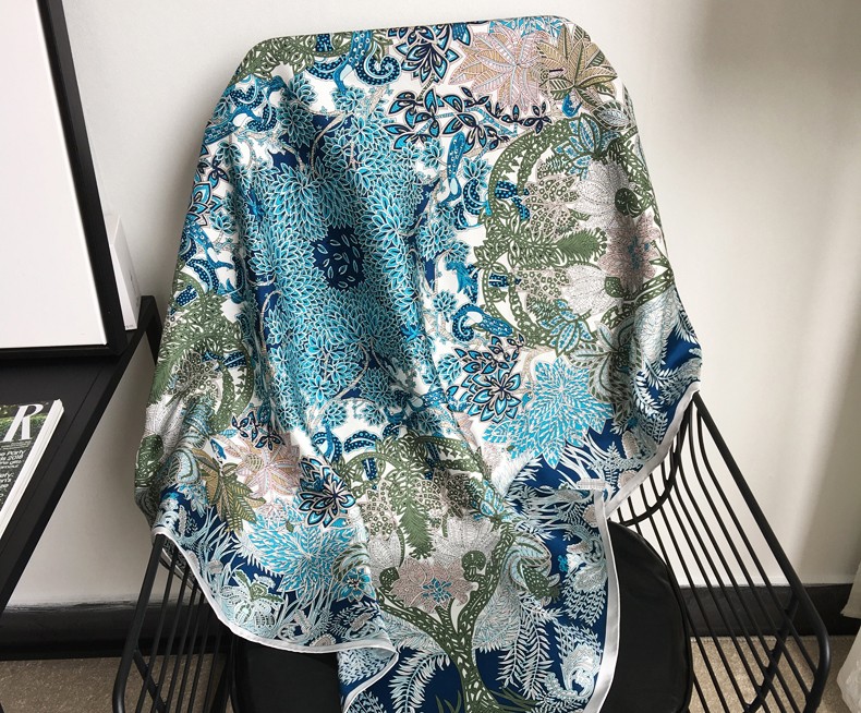 jedmviss 真丝丝巾气质欧美斜纹绸方巾女蚕丝围巾披肩礼盒装 斜纹真丝