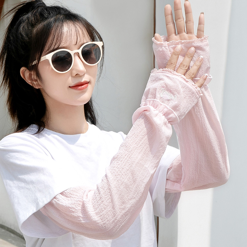 upf50浪莎新品冰袖防晒女护臂袖套宽松纯棉假袖子护袖骑车户外夏天