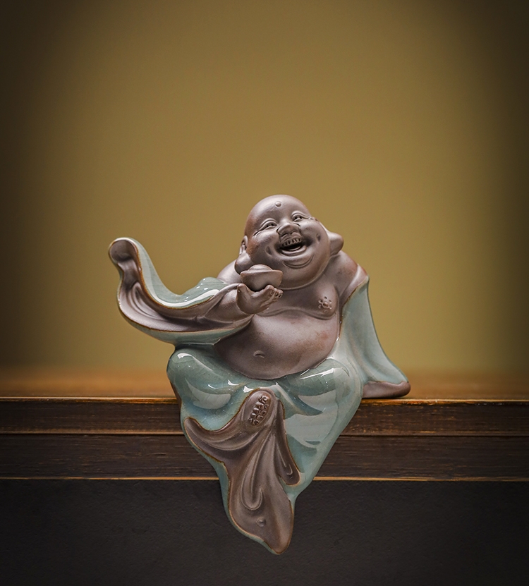 大肚弥勒佛像陶瓷创意陶瓷弥勒佛人物大肚笑佛禅意客厅玄关中式家居