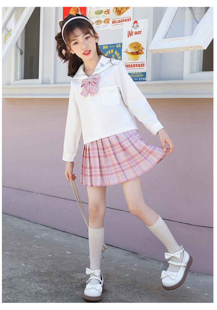 儿童春夏jk套装衬衫校园款中大童洋气时髦女童jk网红百褶裙两件套温柔