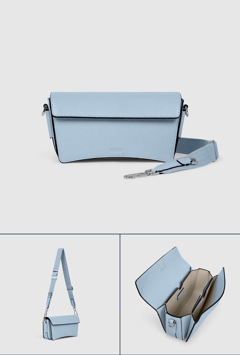 ecco爱步女包 2022秋季新款单肩包简约通勤斜挎包 雅致9105964 晴空蓝