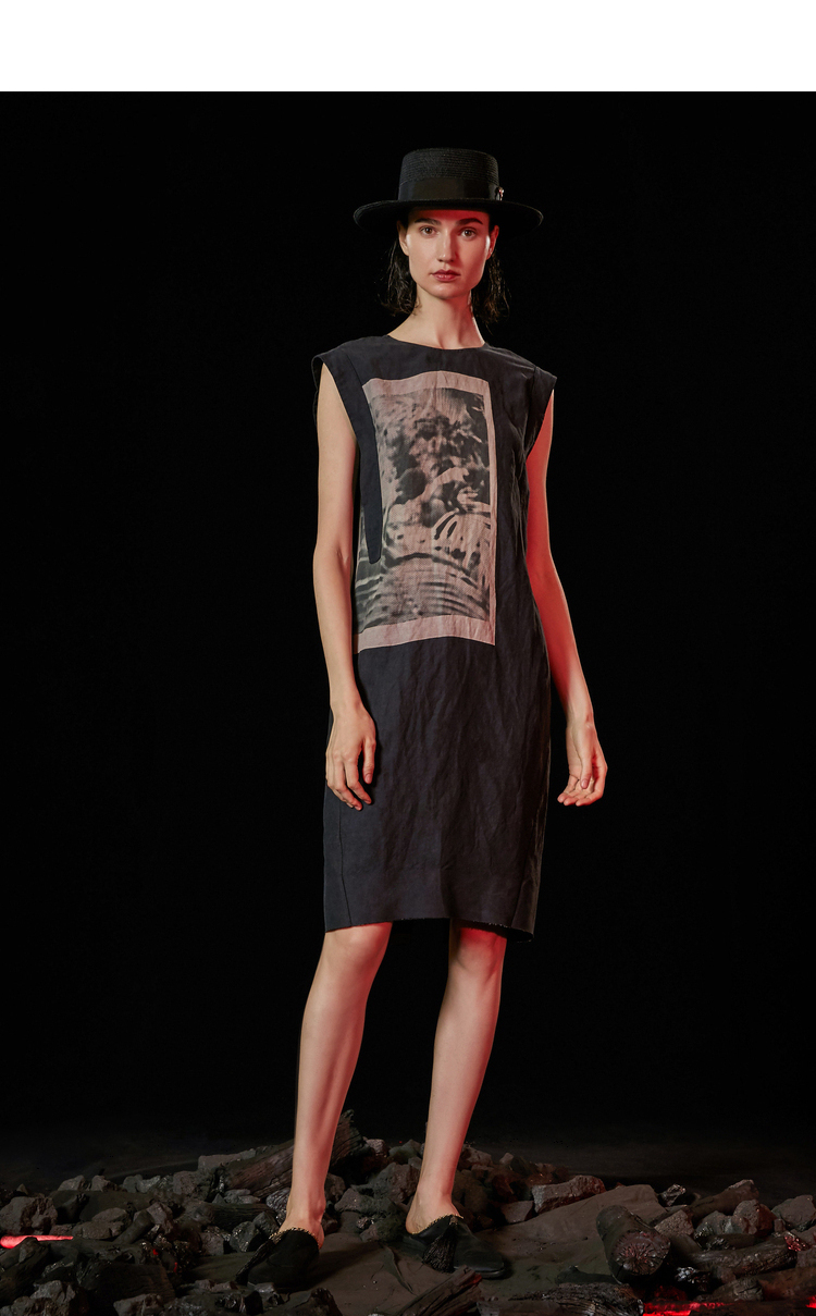 原创设计donoratico达衣岩2020夏连衣裙科罗威游记三然乌黑l