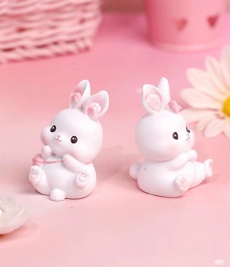 创意可爱小兔子树脂摆件少女房间装饰品送闺蜜同学过节生日礼物 雨伞