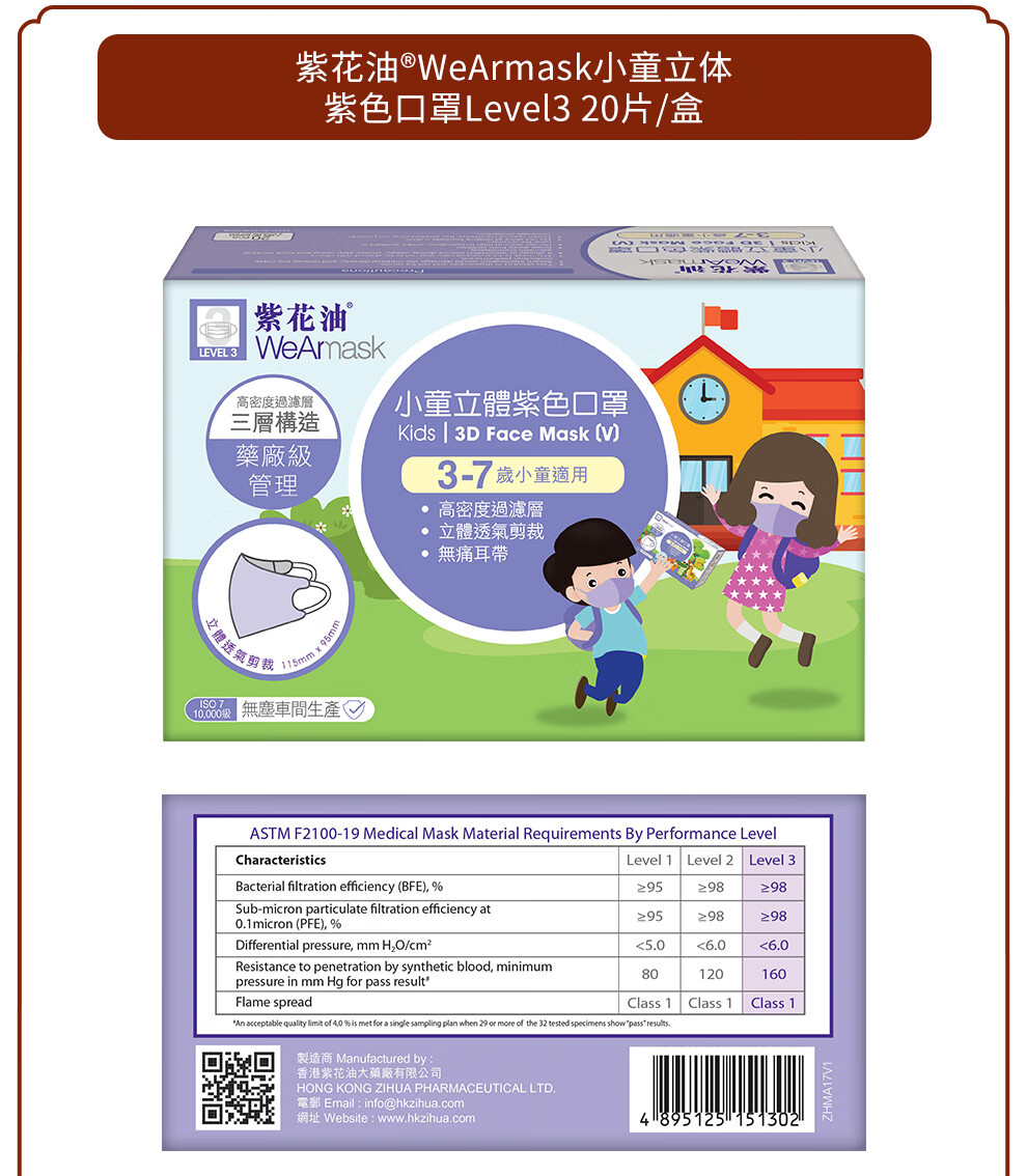 香港原装进口紫花油儿童宝宝小孩学生女童防护口罩一次性三层防护防尘防雾霾防飞沫过滤透气白色面罩小童立体紫色口罩片 Level 3 图片价格品牌报价 京东