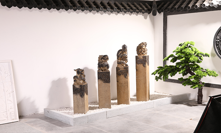 俊阳石雕拴马桩青石仿古吸水兽拴马柱做旧石狮子麒麟貔貅大象金蟾石柱