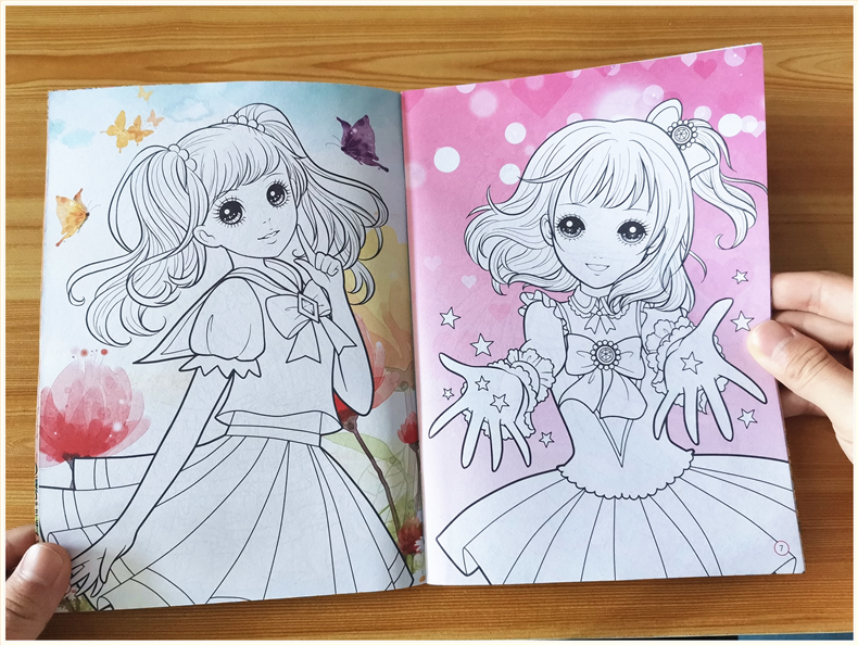 公主涂色秀幼儿园儿童手绘画画本美少女图画书小孩涂鸦古风填色本全套