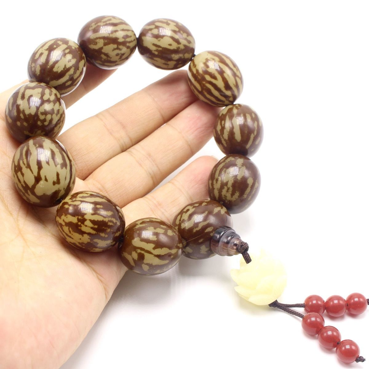 白菩提根原籽打磨大花菩提根手串大虎斑菩提手链依莲妃 白玉菩提圆珠