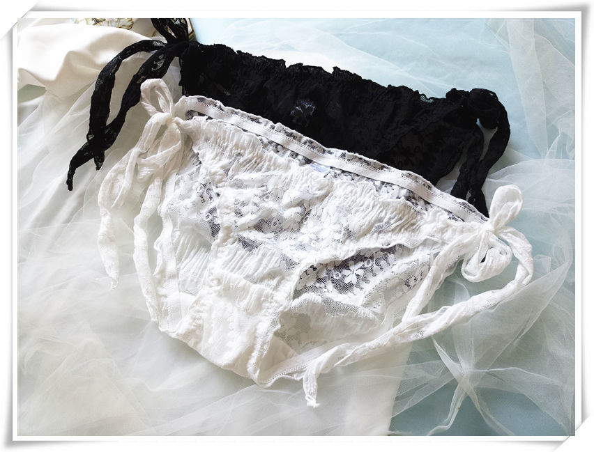 内裤】系带性感蕾丝内裤女纯欲风绑带诱惑仙气日系甜美三角裤夏 白色