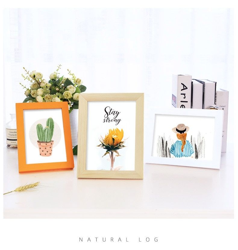 艺联家实木简易相框小摆台10挂墙5寸678儿童可爱装裱画框相片黑色16寸