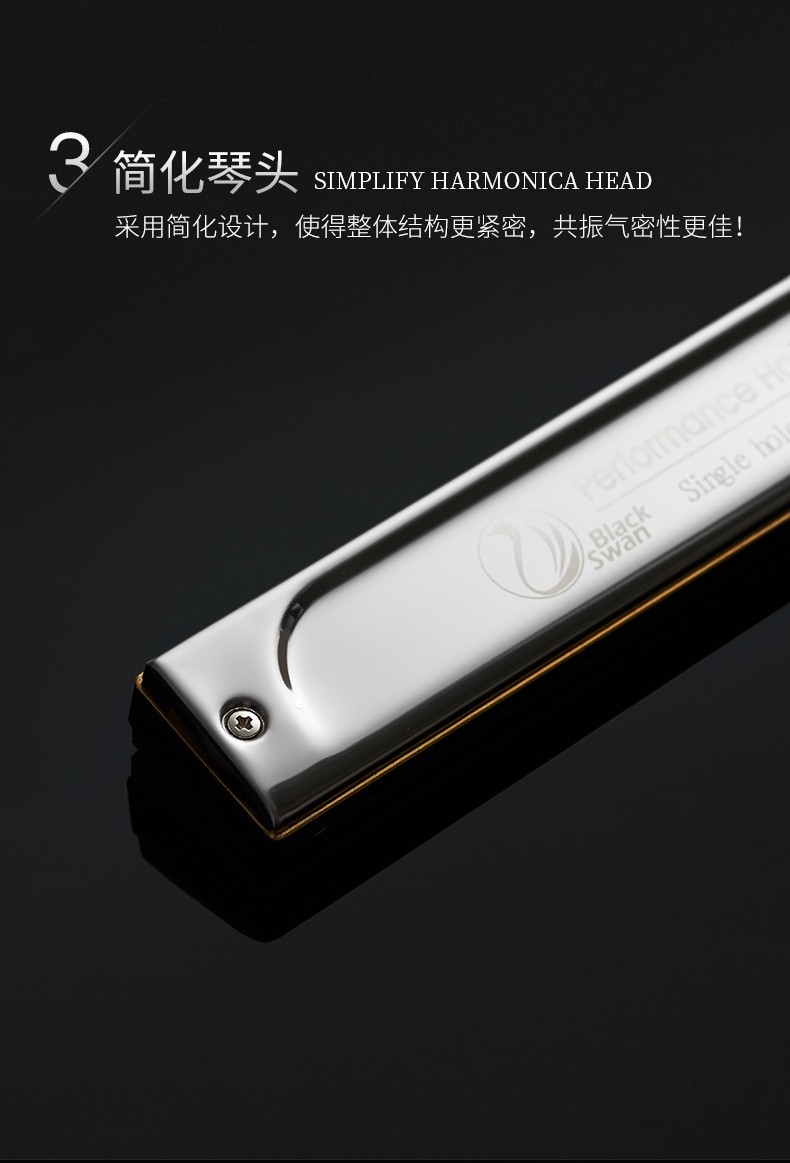天鹅24孔单音口琴单排单孔c调专业演奏成人初学乐器 单音单排单孔#d调