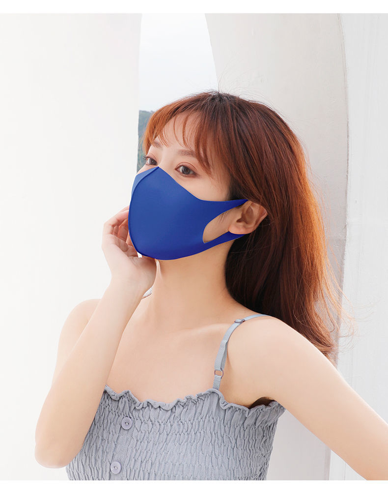 明星口罩网红黑色男女士冰丝薄款可水洗3d立体透气显脸小炭黑1只装