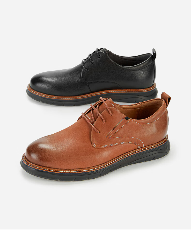 热风正装鞋男2021年秋季新款商场同款男士时尚素面通勤商务皮鞋男 02
