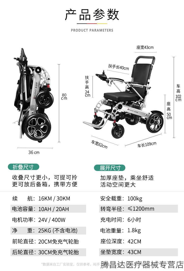 电动轮椅老人折叠轻便便携智能全自动老年残疾人轮椅代步车高配版银色