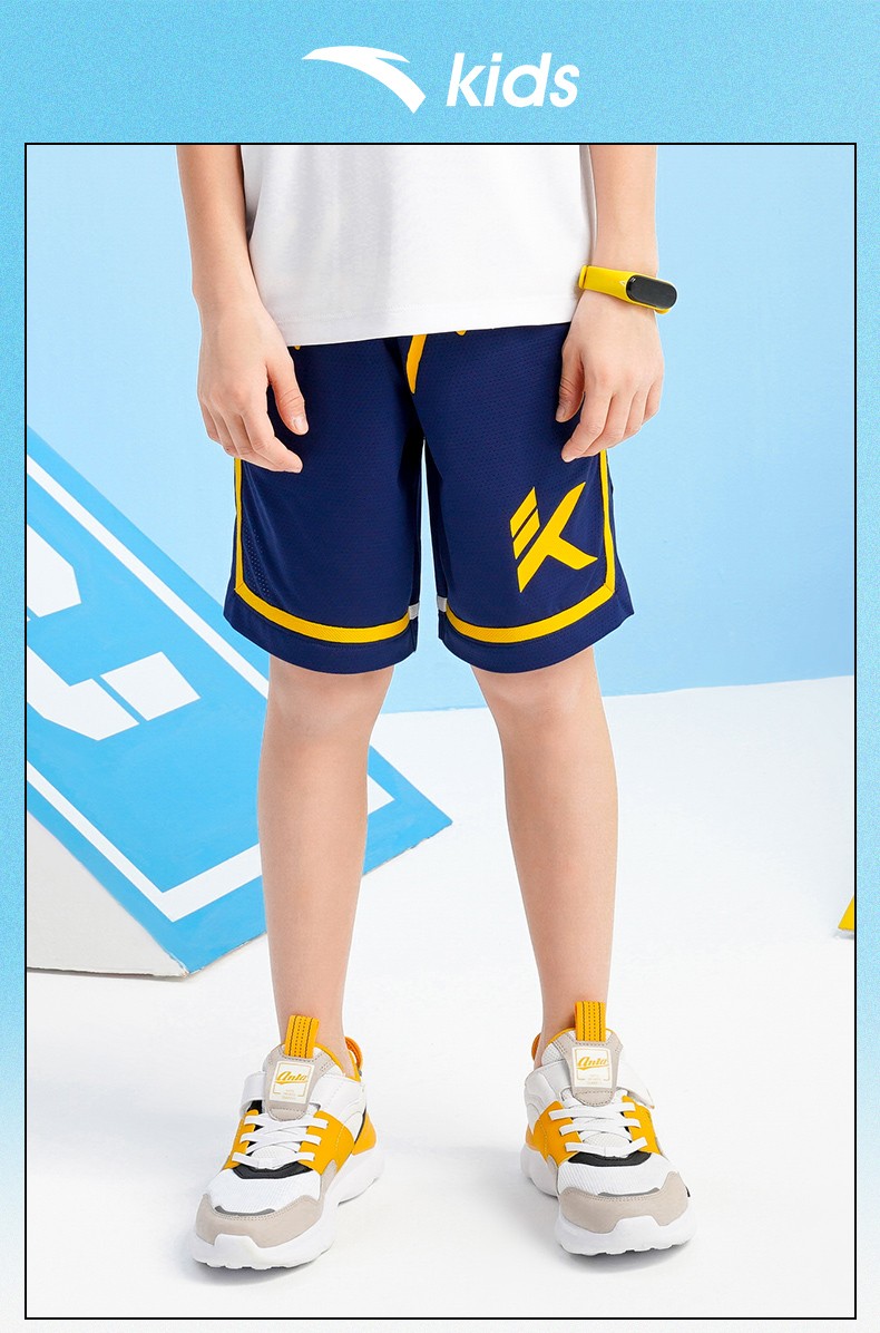 安踏儿童装男童针织运动儿童五分裤男616岁男孩篮球男童短裤男生2022