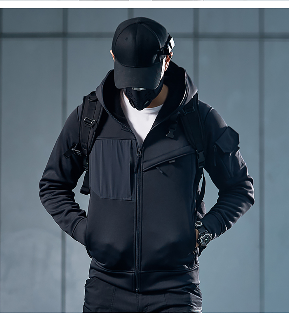 龙牙新品天苑机能开衫卫衣战术卫衣男长袖铁血君品外套极夜黑xs