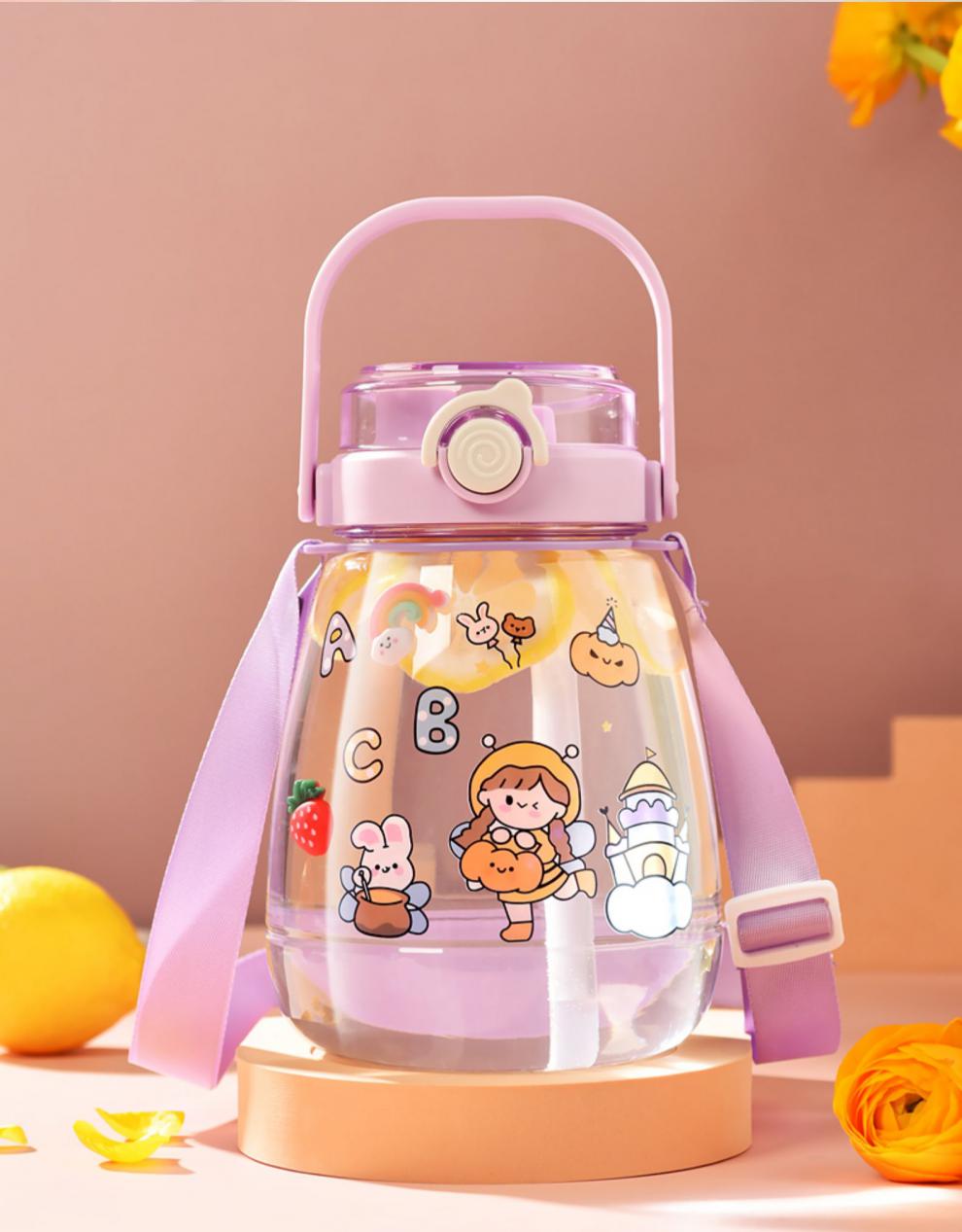 大肚水杯夏天大肚水杯女大容量塑料耐高温高颜值儿童水杯户外便携夏天