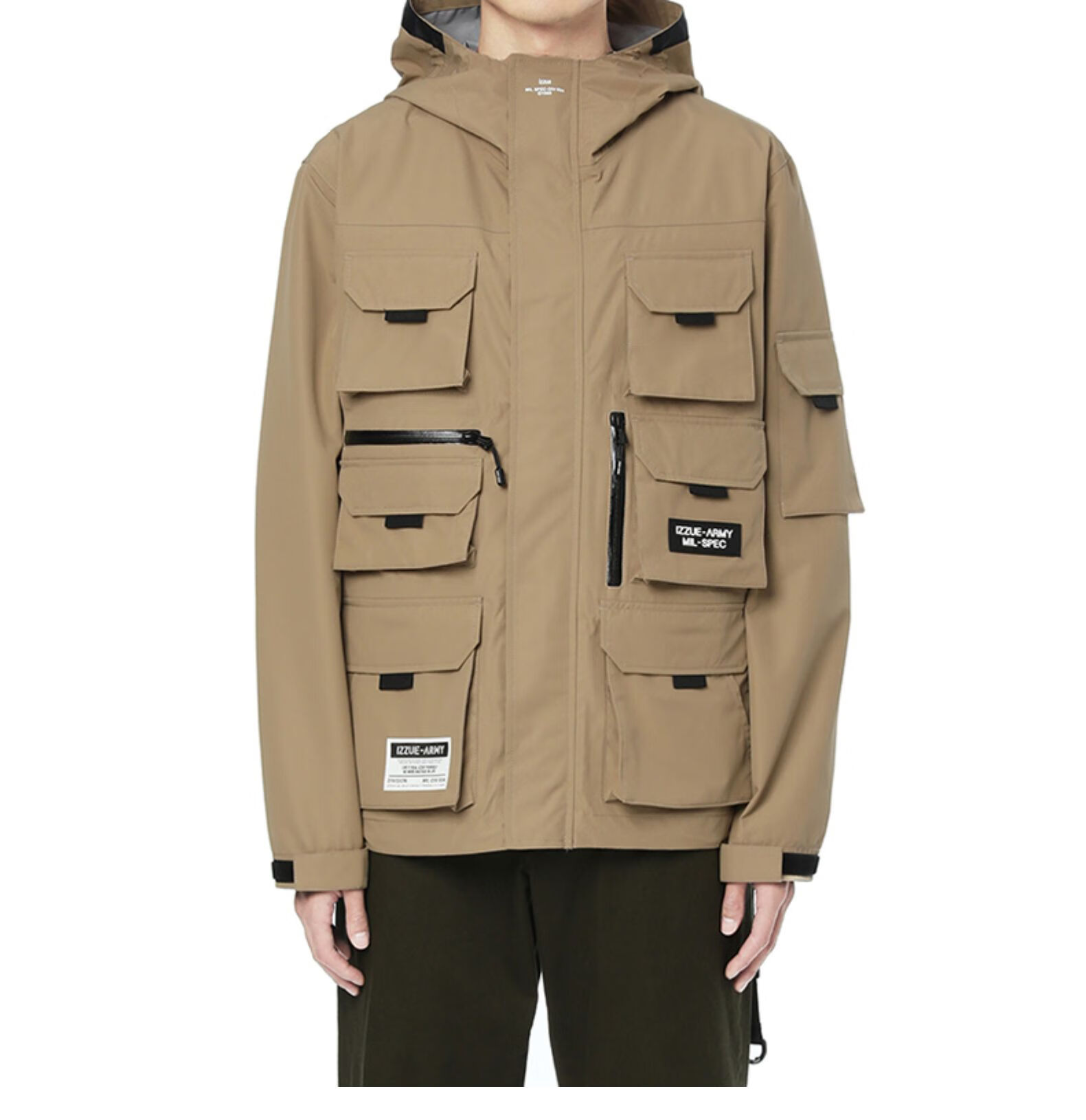 it izzue男装连帽工装外套春季潮流多口袋夹克7103s1 bgx/棕色 m