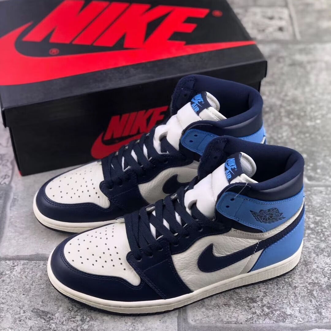 aj1 obsidian黑曜石北卡校园蓝黑蓝脚趾篮球鞋运动鞋男555088-140 黑