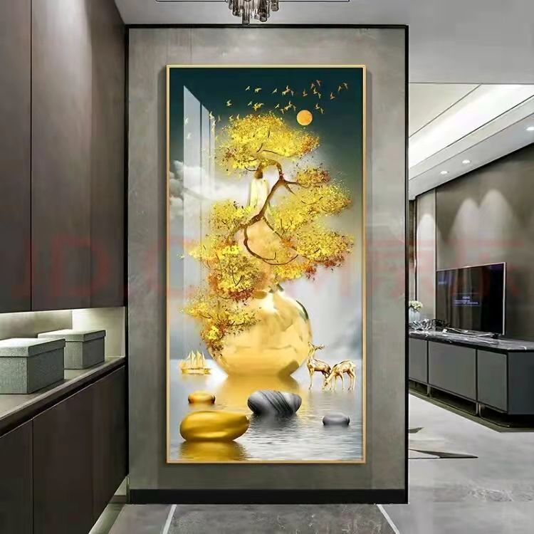 走廊玄关画现代轻奢入户正对门玄关装饰画风水旺宅网红款挂画 玄关